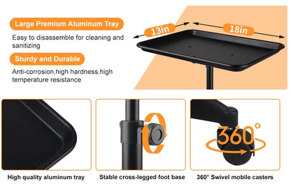 Beauty Salon Cart – Adjustable Height Salon Utility Cart with Lockable Wheels & 360° Rotation - ZOOMNSTORE