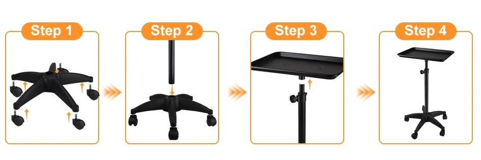 Beauty Salon Cart – Adjustable Height Salon Utility Cart with Lockable Wheels & 360° Rotation - ZOOMNSTORE