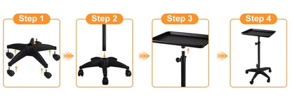 Beauty Salon Cart – Adjustable Height Salon Utility Cart with Lockable Wheels & 360° Rotation - ZOOMNSTORE