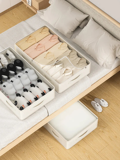 Bed Bottom Storage Bag - Large Capacity Foldable Cotton Linen Organizer With Zipper Closure - ZOOMNSTORE