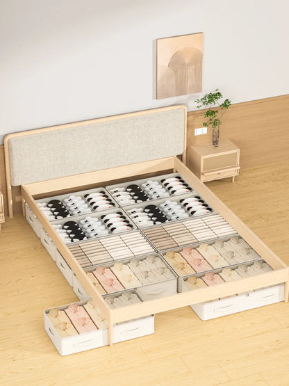 Bed Bottom Storage Bag - Large Capacity Foldable Cotton Linen Organizer With Zipper Closure - ZOOMNSTORE