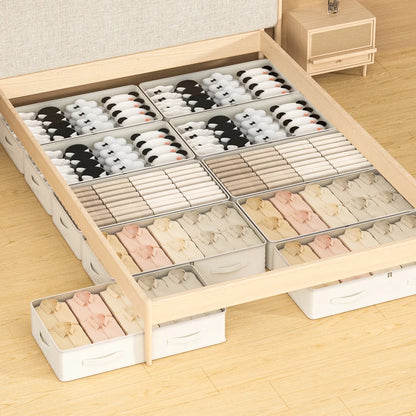 Bed Bottom Storage Bag - Large Capacity Foldable Cotton Linen Organizer With Zipper Closure - ZOOMNSTORE