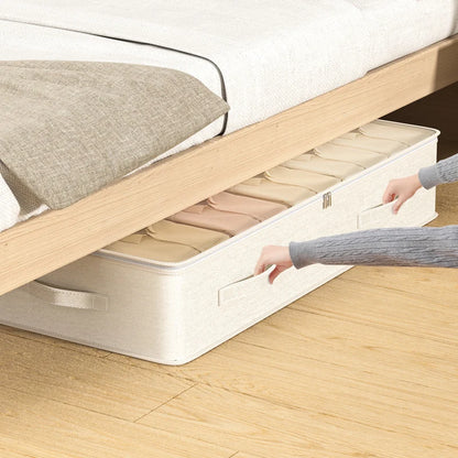 Bed Bottom Storage Bag - Large Capacity Foldable Cotton Linen Organizer With Zipper Closure - ZOOMNSTORE