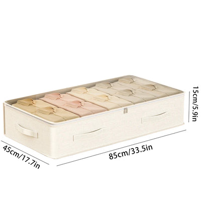 Bed Bottom Storage Bag - Large Capacity Foldable Cotton Linen Organizer With Zipper Closure - ZOOMNSTORE