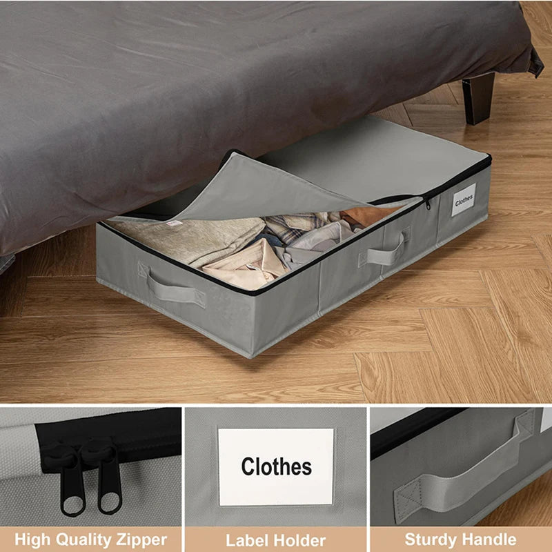 Bed Storage Box - Large Oxford Fabric Organizer with Wheels | Sliding Underbed Storage - ZOOMNSTORE