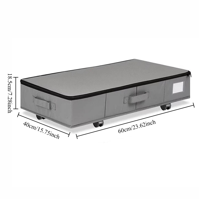 Bed Storage Box - Large Oxford Fabric Organizer with Wheels | Sliding Underbed Storage - ZOOMNSTORE