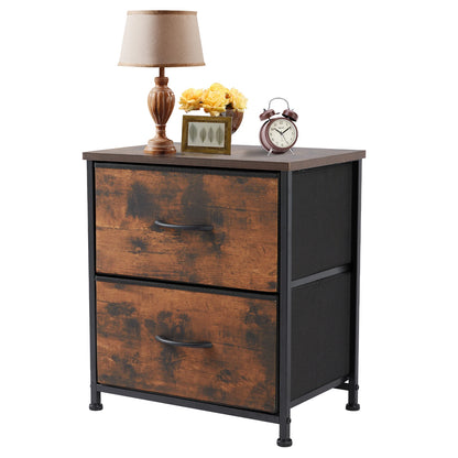 JHK Nightstand with 2 Fabric Drawers - Bedroom Storage Cabinet Furniture - ZOOMNSTORE