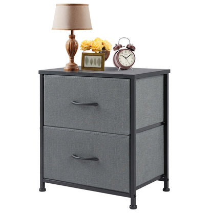 JHK Nightstand with 2 Fabric Drawers - Bedroom Storage Cabinet Furniture - ZOOMNSTORE