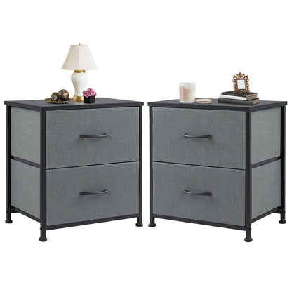 JHK Nightstand with 2 Fabric Drawers - Bedroom Storage Cabinet Furniture - ZOOMNSTORE