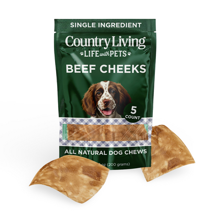 Country Living 4” x 4” Beef Cheek Chip Dog Treats – Chicken Flavor – 5 Count Bag – All-Natural, High-Protein, Long-Lasting Dog Chews - ZOOMNSTORE