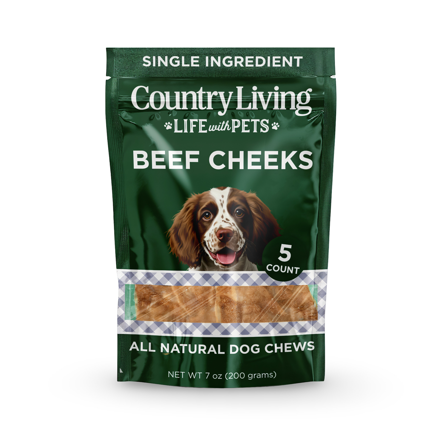 Country Living 4” x 4” Beef Cheek Chip Dog Treats – Chicken Flavor – 5 Count Bag – All-Natural, High-Protein, Long-Lasting Dog Chews - ZOOMNSTORE