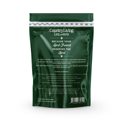 Country Living 4” x 4” Beef Cheek Chip Dog Treats – Chicken Flavor – 5 Count Bag – All-Natural, High-Protein, Long-Lasting Dog Chews - ZOOMNSTORE