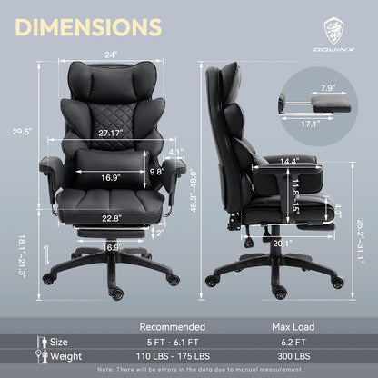 Big and Tall Office Chair - High Back Gaming Chair with Pocket Spring Cushion and Lumbar Support - ZOOMNSTORE