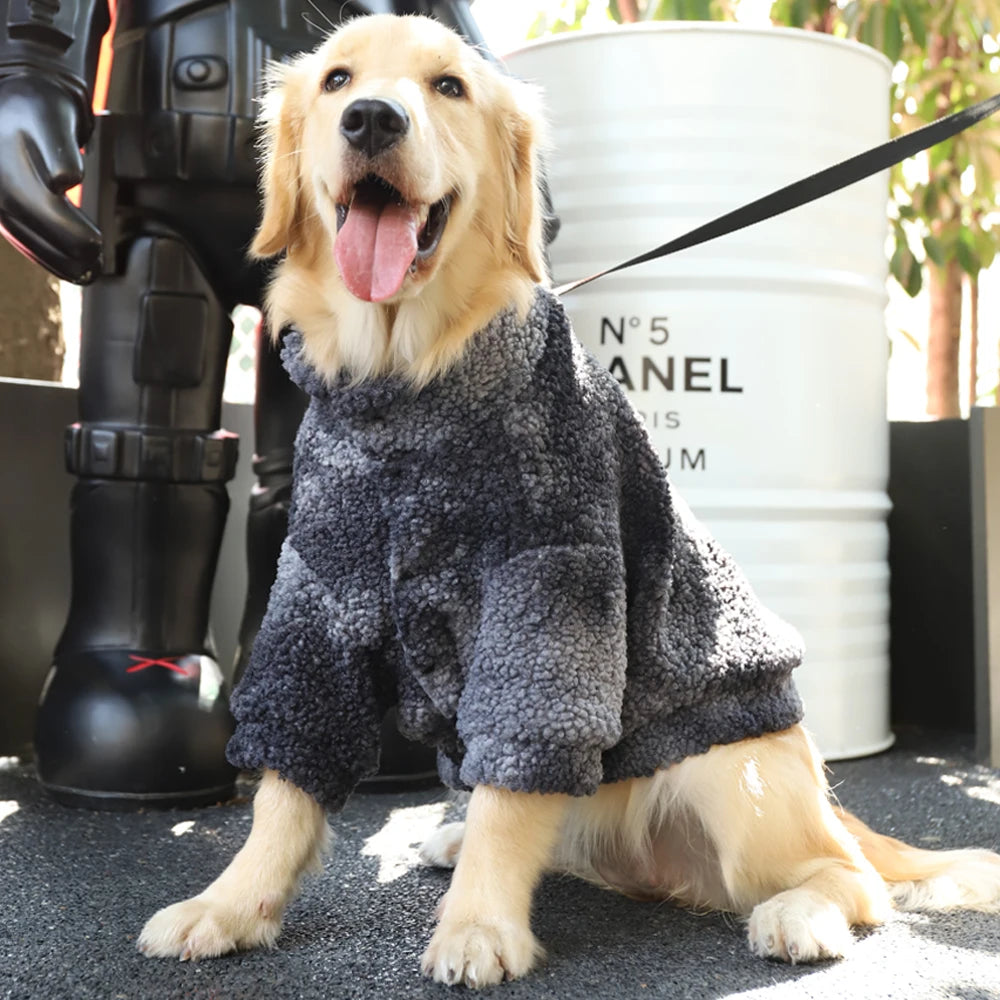 Big Dog Winter Jacket - Lambs Wool Coat for Large & Medium Dogs | Windproof, Thick Warm Pet Apparel - ZOOMNSTORE