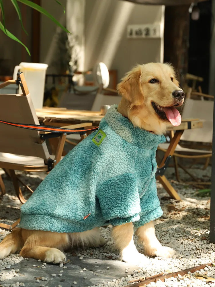 Big Dog Winter Jacket - Lambs Wool Coat for Large & Medium Dogs | Windproof, Thick Warm Pet Apparel - ZOOMNSTORE
