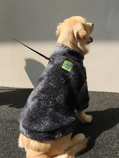 Big Dog Winter Jacket - Lambs Wool Coat for Large & Medium Dogs | Windproof, Thick Warm Pet Apparel - ZOOMNSTORE