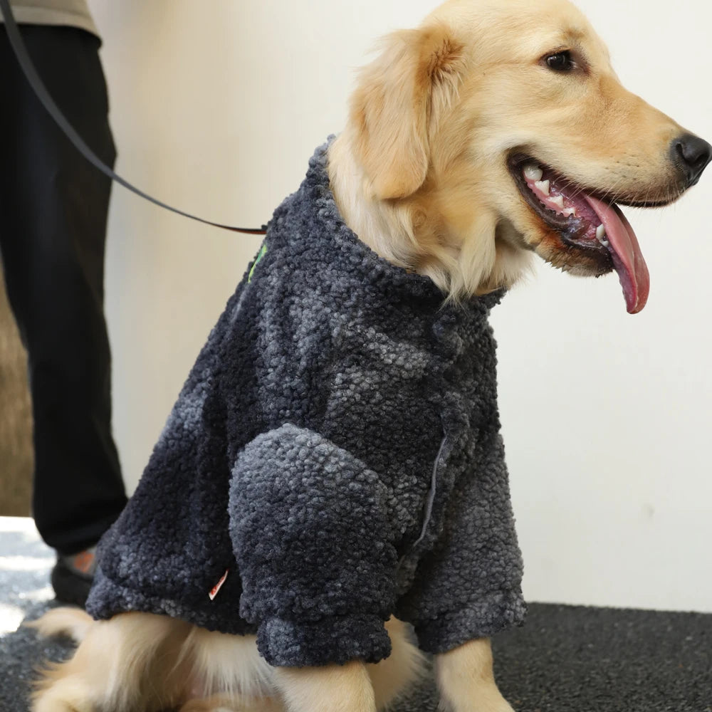 Big Dog Winter Jacket - Lambs Wool Coat for Large & Medium Dogs | Windproof, Thick Warm Pet Apparel - ZOOMNSTORE