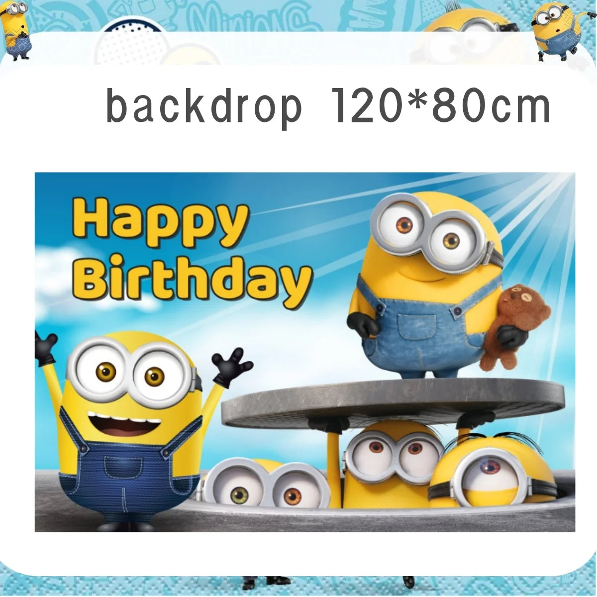 Big Eye Yellow Man Birthday Party Supplies - Disposable Tableware Tablecloth Plates Cups Balloons - ZOOMNSTORE