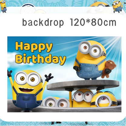 Big Eye Yellow Man Birthday Party Supplies - Disposable Tableware Tablecloth Plates Cups Balloons - ZOOMNSTORE