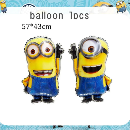 Big Eye Yellow Man Birthday Party Supplies - Disposable Tableware Tablecloth Plates Cups Balloons - ZOOMNSTORE