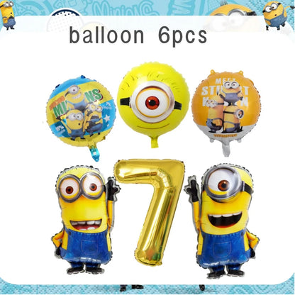 Big Eye Yellow Man Birthday Party Supplies - Disposable Tableware Tablecloth Plates Cups Balloons - ZOOMNSTORE