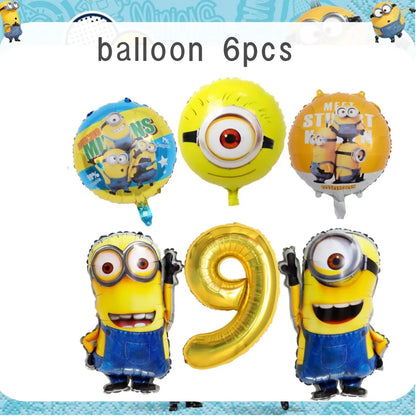 Big Eye Yellow Man Birthday Party Supplies - Disposable Tableware Tablecloth Plates Cups Balloons - ZOOMNSTORE