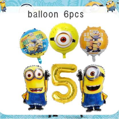 Big Eye Yellow Man Birthday Party Supplies - Disposable Tableware Tablecloth Plates Cups Balloons - ZOOMNSTORE