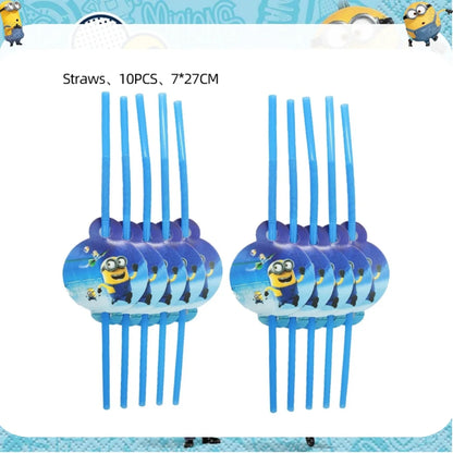 Big Eye Yellow Man Birthday Party Supplies - Disposable Tableware Tablecloth Plates Cups Balloons - ZOOMNSTORE