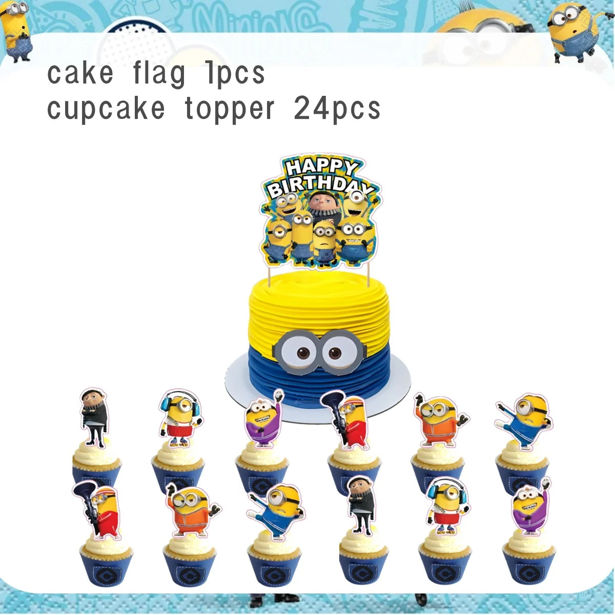 Big Eye Yellow Man Birthday Party Supplies - Disposable Tableware Tablecloth Plates Cups Balloons - ZOOMNSTORE