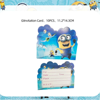 Big Eye Yellow Man Birthday Party Supplies - Disposable Tableware Tablecloth Plates Cups Balloons - ZOOMNSTORE