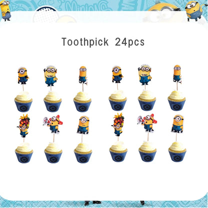 Big Eye Yellow Man Birthday Party Supplies - Disposable Tableware Tablecloth Plates Cups Balloons - ZOOMNSTORE