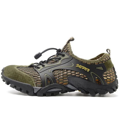 Big Size Mens Casual Sneakers - Breathable Mesh Leather Walking Shoes - ZOOMNSTORE