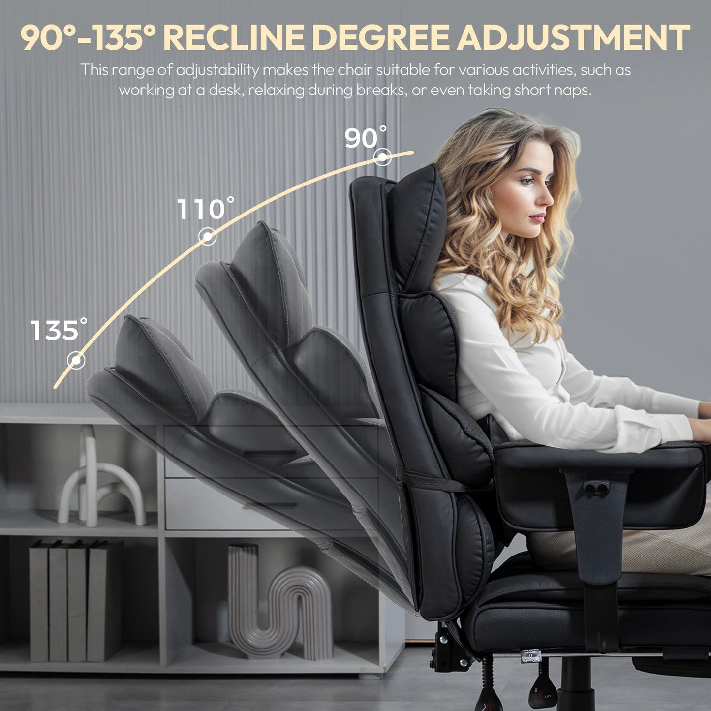 Big and Tall Office Chair - High Back Gaming Chair with Pocket Spring Cushion and Lumbar Support - ZOOMNSTORE