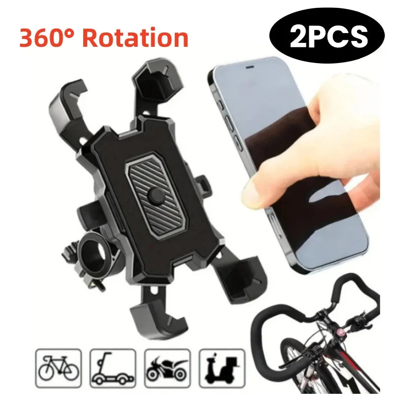 2PCS 360° Rotatable & Adjustable Bike/Motorcycle Phone Mount - Shockproof, Anti-Slip Holder For phone, - Durable Abs Material - ZOOMNSTORE