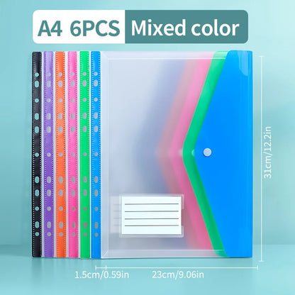 Binder Pocket Organizer - Transparent A4 11 Holes File Folder with Button Label - ZOOMNSTORE
