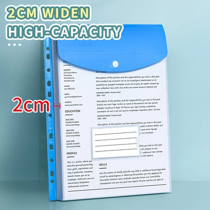 Binder Pocket Organizer - Transparent A4 11 Holes File Folder with Button Label - ZOOMNSTORE