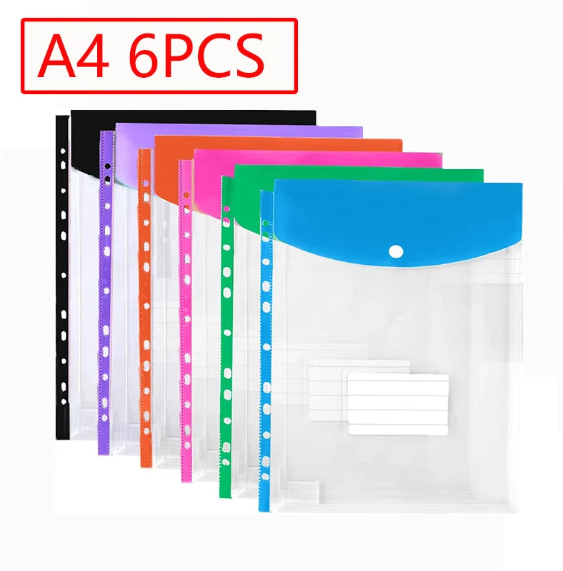 Binder Pocket Organizer - Transparent A4 11 Holes File Folder with Button Label - ZOOMNSTORE