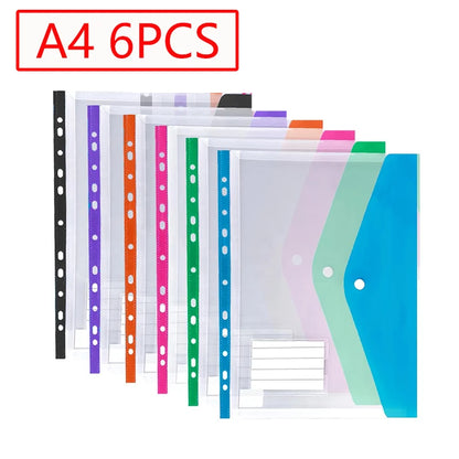 Binder Pocket Organizer - Transparent A4 11 Holes File Folder with Button Label - ZOOMNSTORE