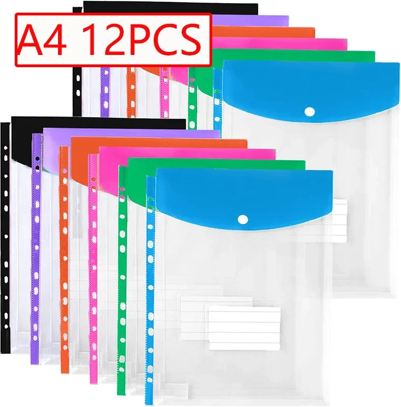 Binder Pocket Organizer - Transparent A4 11 Holes File Folder with Button Label - ZOOMNSTORE