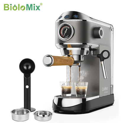BioloMix Semi-Automatic Coffee Machine with Milk Frother - Espresso Cappuccino Latte Mocha Maker - ZOOMNSTORE