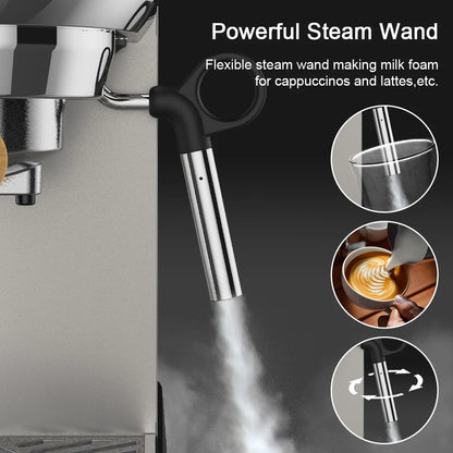 BioloMix Semi-Automatic Coffee Machine with Milk Frother - Espresso Cappuccino Latte Mocha Maker - ZOOMNSTORE