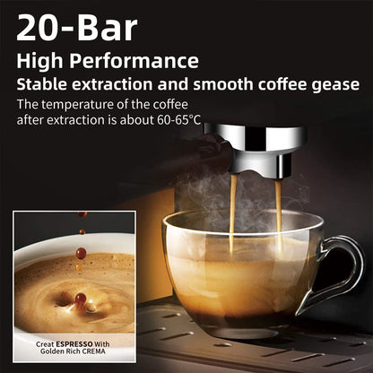 BioloMix Semi-Automatic Coffee Machine with Milk Frother - Espresso Cappuccino Latte Mocha Maker - ZOOMNSTORE