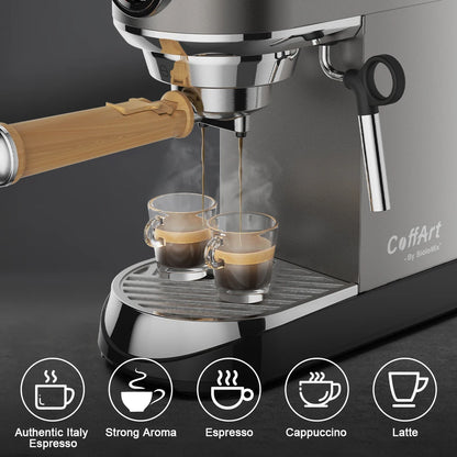 BioloMix Semi-Automatic Coffee Machine with Milk Frother - Espresso Cappuccino Latte Mocha Maker - ZOOMNSTORE
