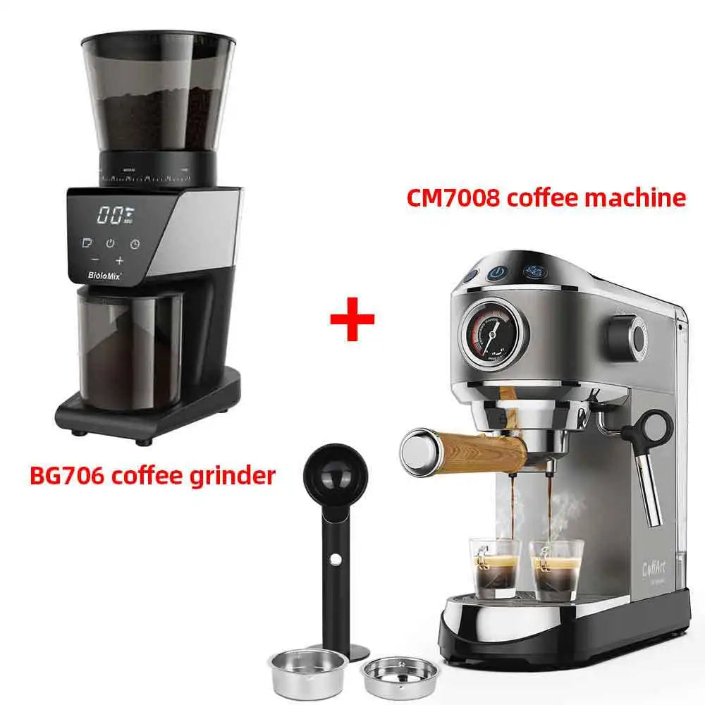 BioloMix Semi-Automatic Coffee Machine with Milk Frother - Espresso Cappuccino Latte Mocha Maker - ZOOMNSTORE