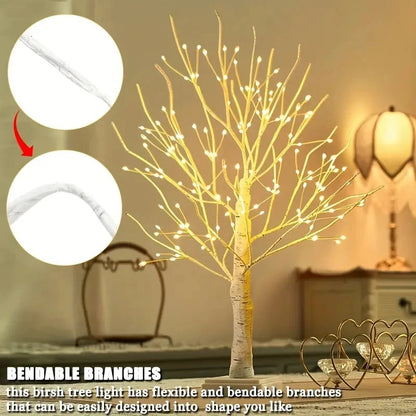 144 LED Birch Tree Lights - Warm White USB Battery Powered Holiday Decor - ZOOMNSTORE
