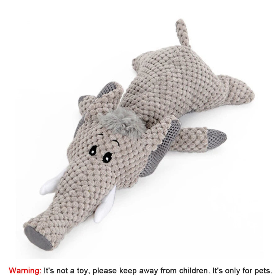 Squeaky Plush Dog Toy - Bite-Resistant Lion Wolf  Elephant for Small  Medium Dogs - ZOOMNSTORE
