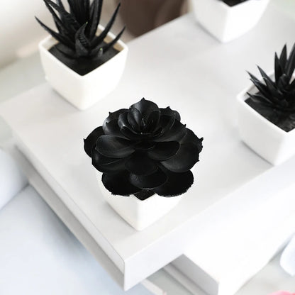 Black Artificial Succulents - 6PCS Small Potted Plants for Home  Office Decor - ZOOMNSTORE