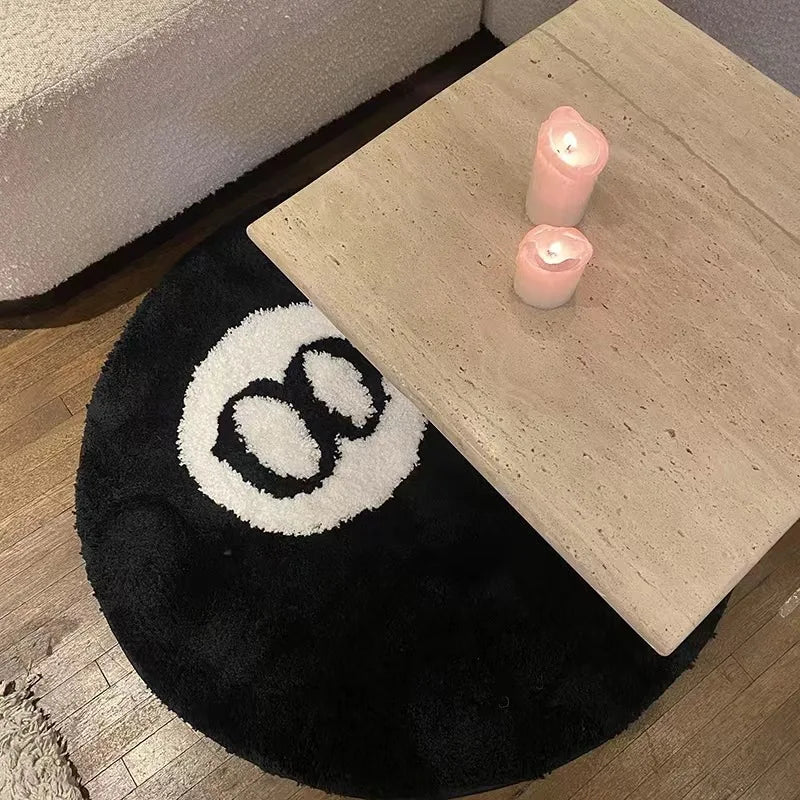 Black Billiards 8 Ball Anti-Slip Carpet Mat - Plush Bedroom Rug - ZOOMNSTORE