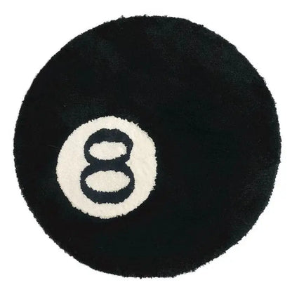 Black Billiards 8 Ball Anti-Slip Carpet Mat - Plush Bedroom Rug - ZOOMNSTORE