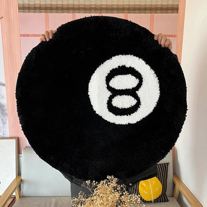Black Billiards 8 Ball Anti-Slip Carpet Mat - Plush Bedroom Rug - ZOOMNSTORE